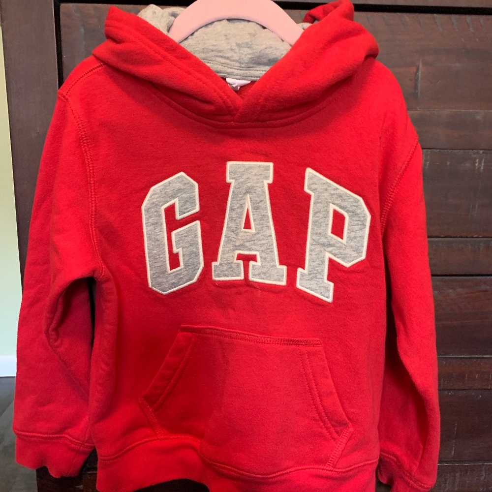 Gap Red and Gray Hooded Sweatshirt, Size 5T